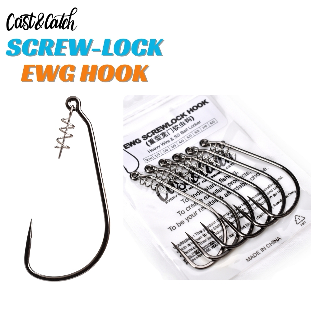 Fishing Hook Weedless - Cast&Catch SCREW-LOCK Weedless EWG Hook -