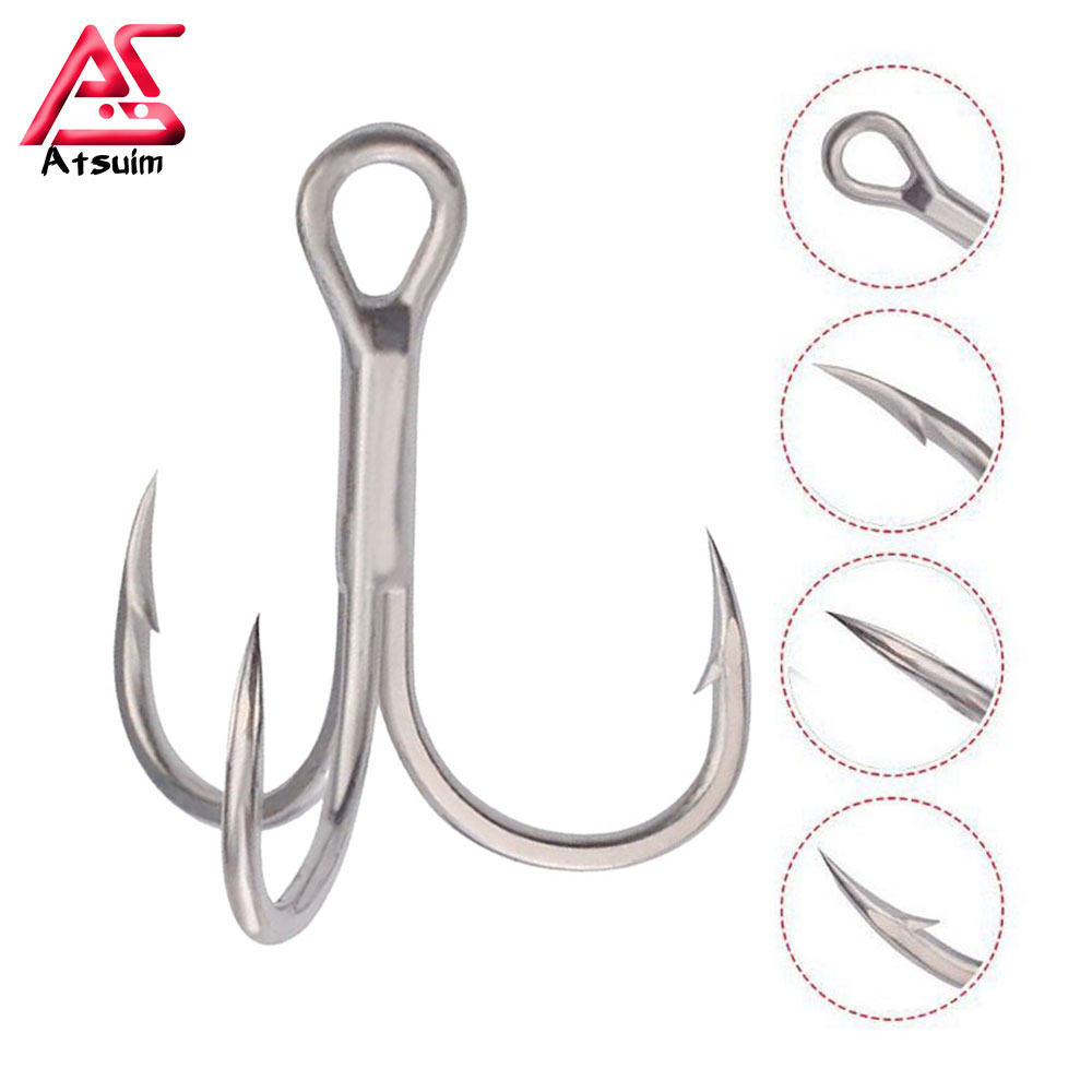 Fishing Hook Offset - AS 100pcs Treble Hooks 4X Strong