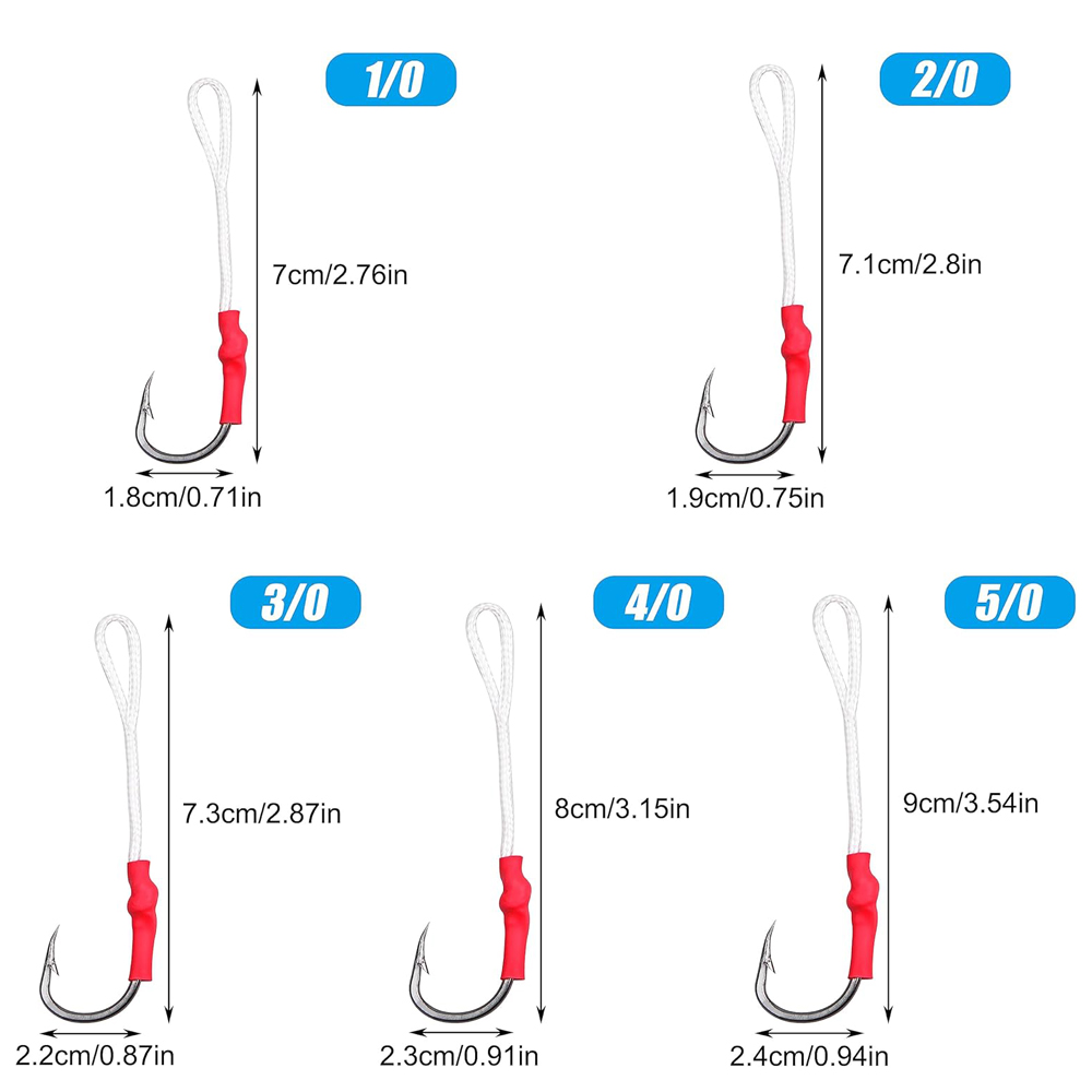 5Pcs 1/0-10/0 Slow jig assist  - Fishing Hook Offset review and price