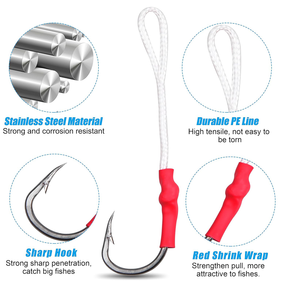 5Pcs 1/0-10/0 Slow jig assist  - Fishing Hook Offset review and price