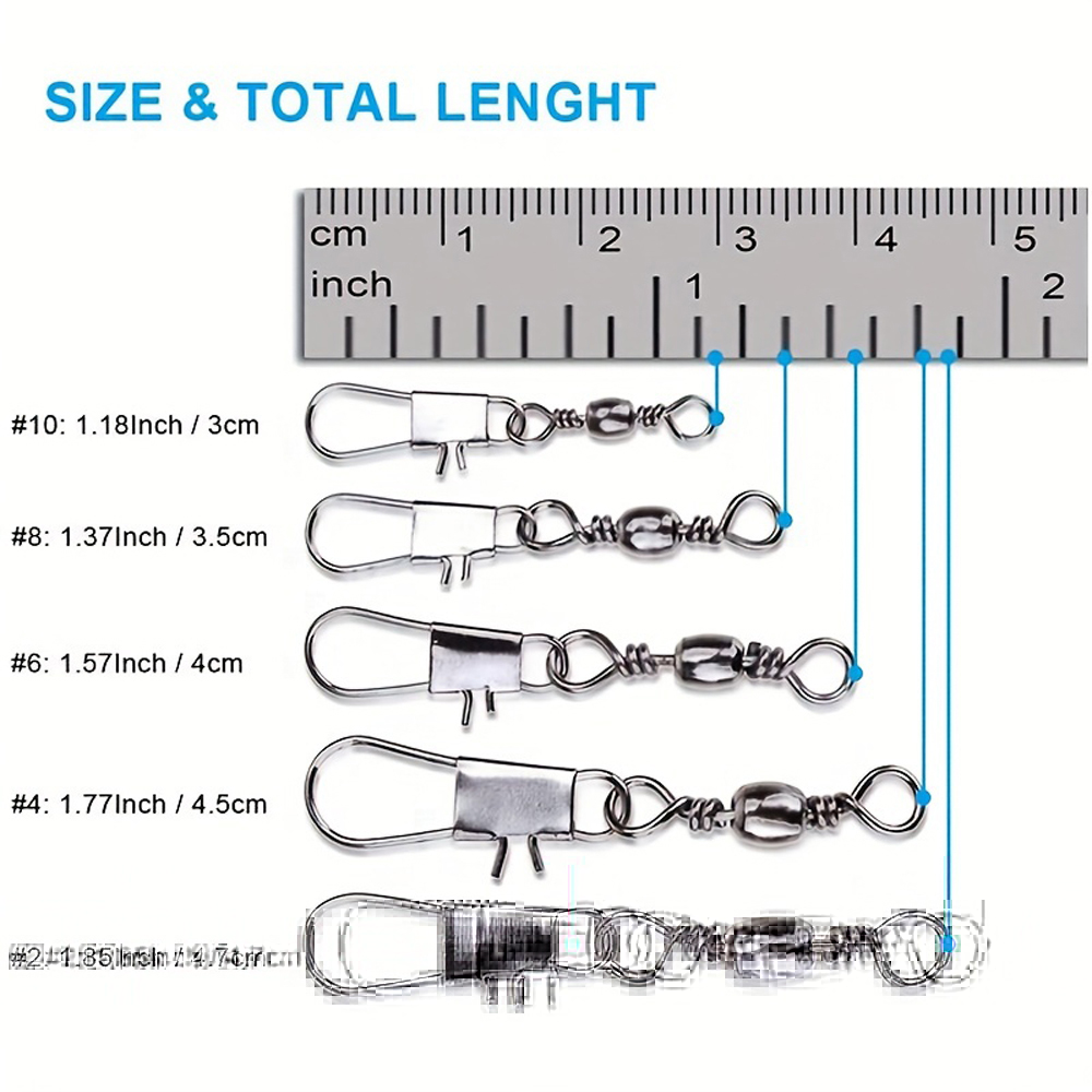 100Pcs/Lot 4#6#8#10#12# Swivel - Fishing Hook Stainless Steel review and price