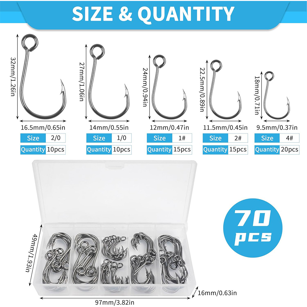 70Pcs Fishing Inline Single Ho - Fishing Hook Circle review and price