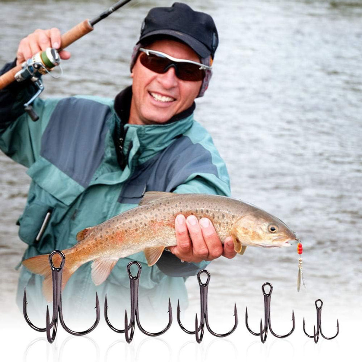 50/100pcs/box Fishing Treble H - Fishing Hook Circle review and price
